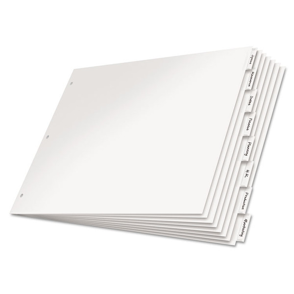 Paper Insertable Dividers, 8-Tab, 11 x 17, White, Clear Tabs, 1 Set [SKU: CRD84815]