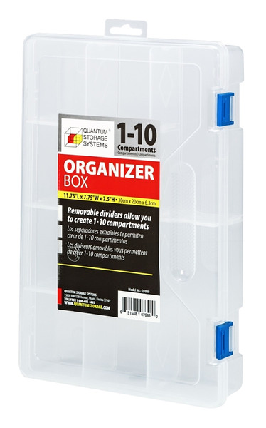 QUANTUM STORAGE SYSTEMS QB800 Utility Box, 11-3/4 in L, 7-3/4 in W, 2-3/16 in H, 1 to 10-Compartment, Polypropylene [SKU: ORG3352473]