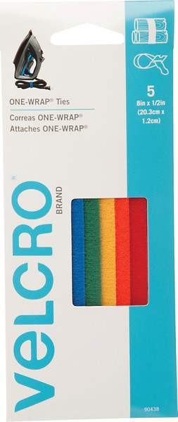 VELCRO Brand One Wrap 90438 Fastener, 1/2 in W, 8 in L, Nylon/Polypropylene [SKU: ORG5541107]