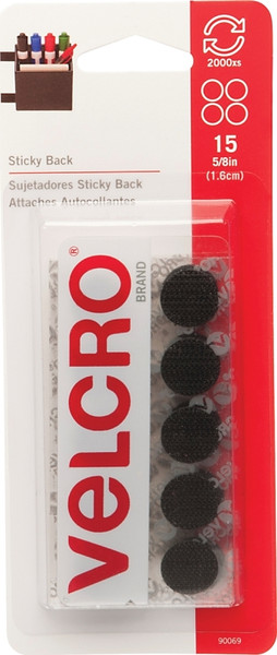 VELCRO Brand 90069 Fastener, 5/8 in W, Nylon, Black, Rubber Adhesive [SKU: ORG6589410]