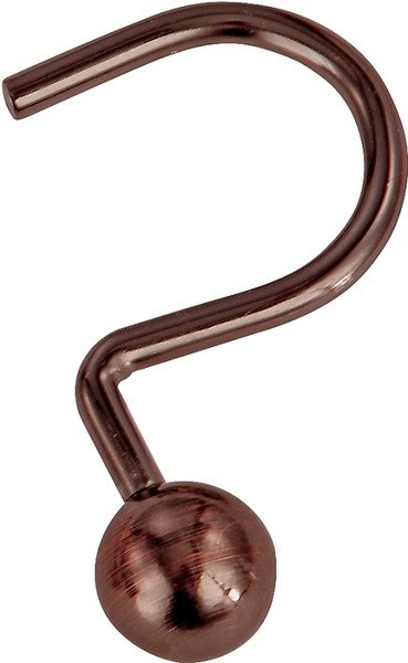 Simple Spaces SD-CBH-VB Ball Shower Curtin Hook, 1-1/16 in Opening, Steel, Venetian Bronze, 1-3/4 in W, 2-7/8 in H [SKU: ORG0428235]