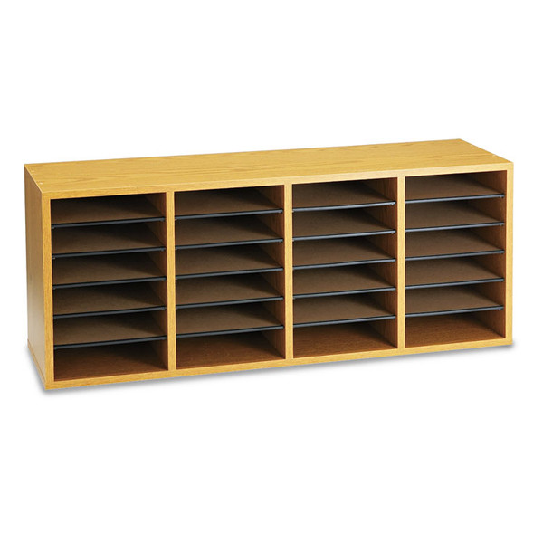 Wood/Laminate Sorter, 24 Compartments, 39.25 x 11.75 x 16.25, Medium Oak [SKU: SAF9423MO]