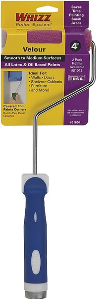 WHIZZ 51600 Mini Roller, 3/16 in Nap, Velour Cover, Soft Touch Handle, 4 in L Roller [SKU: ORG9981986]