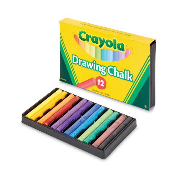 Colored Drawing Chalk, 3.19" x 0.38" Diameter, 12 Assorted Colors 12 Sticks/Set [SKU: CYO510403]