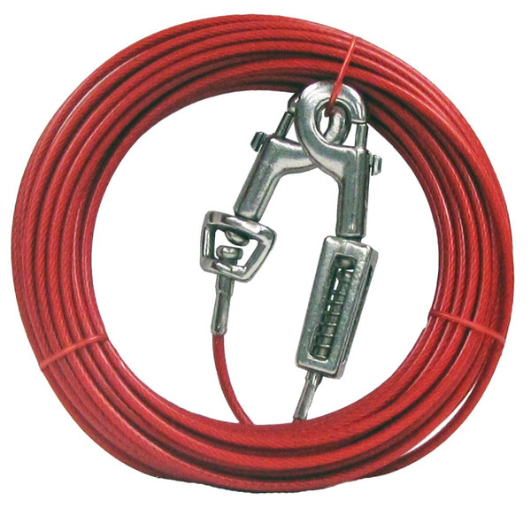 Boss Pet PDQ Q3520SPG99 Tie-Out with Spring, 20 ft L Belt/Cable, For: Large Dogs up to 60 lb [SKU: ORG1867670]