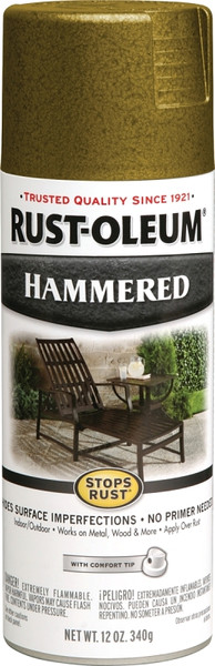 RUST-OLEUM STOPS RUST 7210830 Spray Paint, Hammered, Gold, 12 oz, Aerosol Can [SKU: ORG6237713]