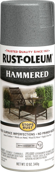 RUST-OLEUM STOPS RUST 7214830 Spray Paint, Hammered, Gray, 12 oz, Aerosol Can [SKU: ORG6238364]