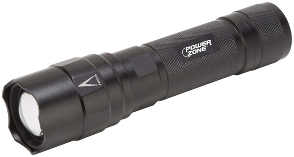 PowerZone 12083 Tactical Flashlight, AA Battery, LED Lamp, 400 Lumens, 120 m Beam Distance, 10 hrs Run Time, Black [SKU: ORG1274869]