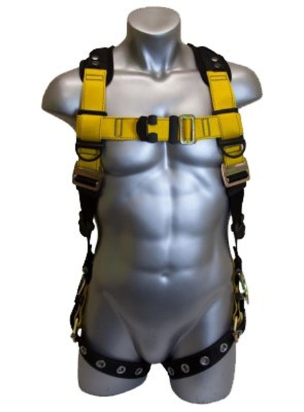 GUARDIAN FALL PROTECTION 3 Series 37113 Full Body Harness, M/L, 130 to 420 lb, Polyester Webbing, Black/Yellow [SKU: ORG0248781]