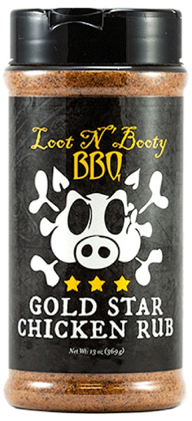 BBQ SPOT OW88251 Loot N' Booty Gold Star Chicken Rub, 13 oz Bottle [SKU: ORG2371276]