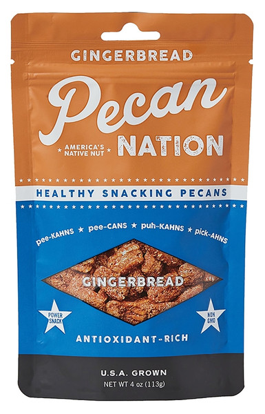 Pecan Nation PNGB4.8.12 Snack, Gingerbread Flavor, 4 oz Pouch [SKU: ORG2923274]