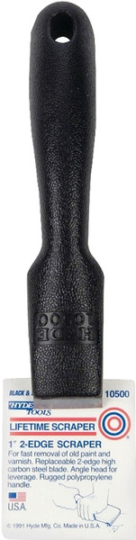 HYDE 10500 Lifetime Pull Scraper, 1 in W Blade, Double-Edged Blade, HCS Blade, Polypropylene Handle, Comfort-Grip Handle [SKU: ORG6563902]