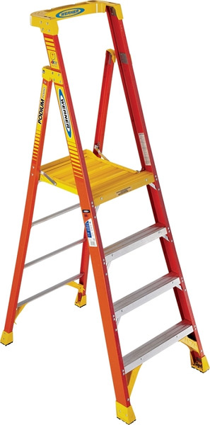 WERNER PD6204 Ladder, 4 ft Max Standing H, 300 lb, Type IA Duty Rating, 4-Rung, 3 in D Step, Fiberglass, Yellow [SKU: ORG6538565]