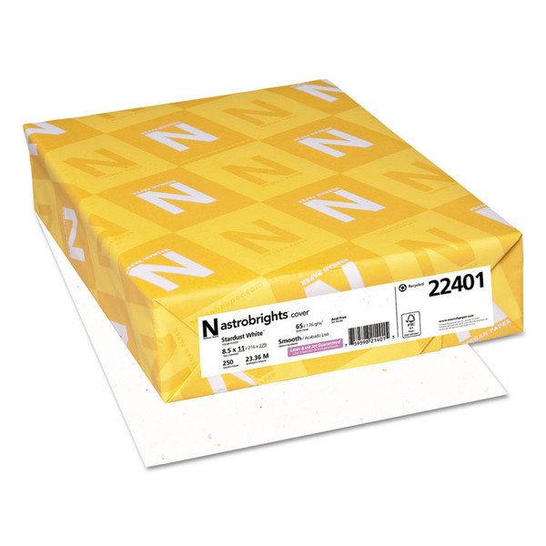 Color Cardstock, 65 lb Cover Weight, 8.5 x 11, Stardust Flecked White, 250/Pack [SKU: WAU22401]