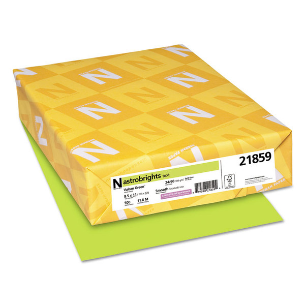 Color Paper, 24 lb Bond Weight, 8.5 x 11, Vulcan Green, 500/Ream [SKU: WAU21859]