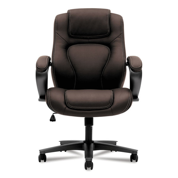 HVL402 Series Executive High-Back Chair, Supports Up to 250 lb, 17" to 21" Seat Height, Brown Seat/Back, Black Base [SKU: BSXVL402EN45]