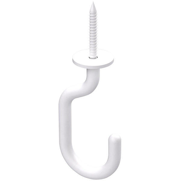 National Hardware Modern Series N275-525 J-Hook, 1-23/32 in L, 4-27/32 in H, Steel, White, Ceiling Mounting [SKU: ORG7445455]