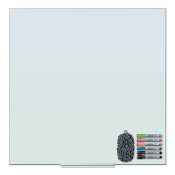 Floating Glass Dry Erase Board, 36 x 36, White [SKU: UBR3976U0001]