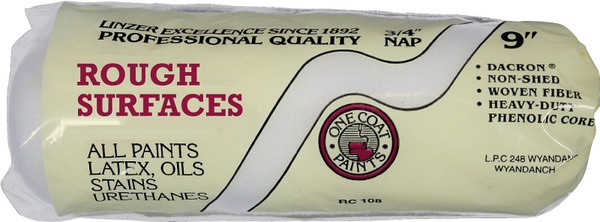 Linzer RC108-9 Paint Roller Cover, 3/4 in Thick Nap, 9 in L, Woven Fabric Cover, White [SKU: ORG1186691]