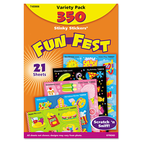 Stinky Stickers Variety Pack, Mixed Shapes, Assorted Colors, 350/Pack [SKU: TEPT83906]