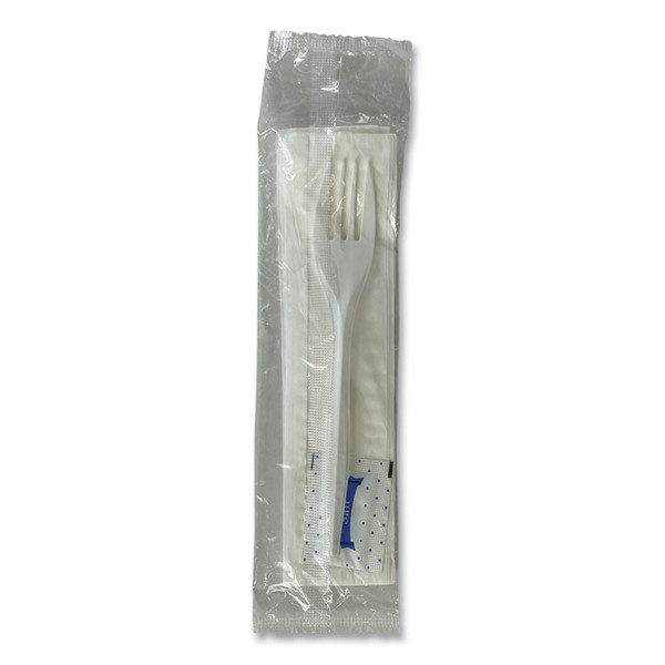 Three-Piece Utensil Set, Fork/Napkin/Salt Packet, White, 500/Carton [SKU: BWK3KITMW]