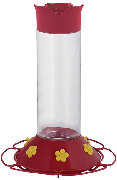 Perky-Pet 209B Bird Feeder, 30 oz, 6-Port/Perch, Glass/Plastic, Bright Red/Yellow, 8.3 in H [SKU: ORG4440681]
