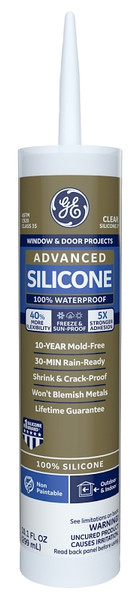 GE Silicone II GE5000 Window and Door Caulk, Clear, -55 to 400 deg F, 10.1 oz Cartridge [SKU: ORG8968554]