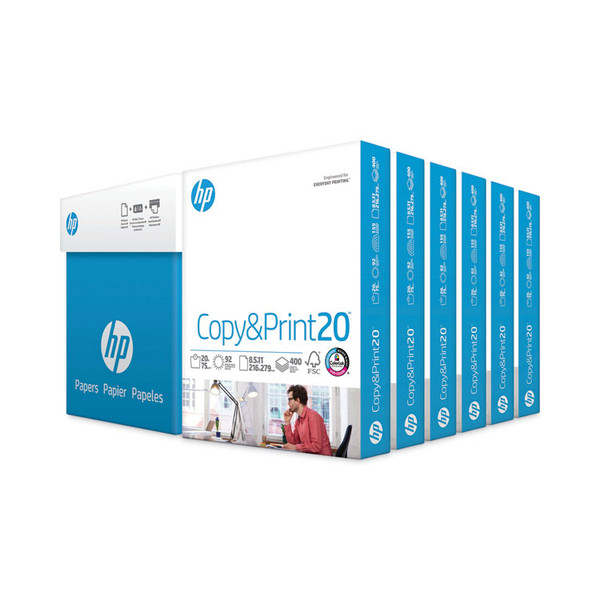 CopyandPrint20 Paper, 92 Bright, 20 lb Bond Weight, 8.5 x 11, White, 400 Sheets/Ream, 6 Reams/Carton [SKU: HEW200010]