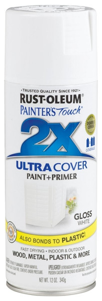 RUST-OLEUM PAINTER'S Touch 249090 Gloss Spray Paint, Gloss, White, 12 oz, Aerosol Can [SKU: ORG1230879]