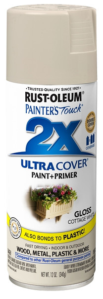 RUST-OLEUM PAINTER'S Touch 249099 Gloss Spray Paint, Gloss, Navajo White, 12 oz, Aerosol Can [SKU: ORG1426766]