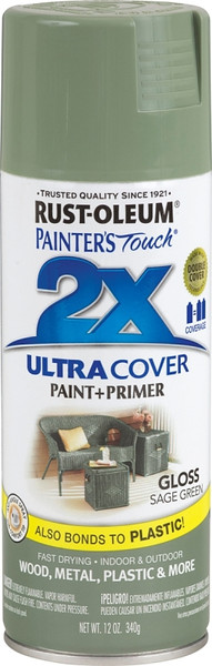 RUST-OLEUM PAINTER'S Touch 249094 Gloss Spray Paint, Gloss, Sage Green, 12 oz, Aerosol Can [SKU: ORG3161650]