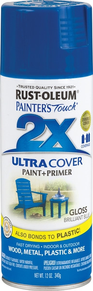 RUST-OLEUM PAINTER'S Touch 249120 Gloss Spray Paint, Gloss, Brilliant Blue, 12 oz, Aerosol Can [SKU: ORG4828968]