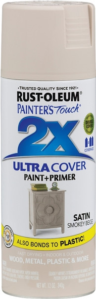 RUST-OLEUM PAINTER'S Touch 299883 Satin Spray Paint, Satin, Smokey Beige, 12 oz, Aerosol Can [SKU: ORG5451711]