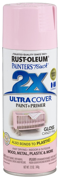 RUST-OLEUM PAINTER'S Touch 249119 Gloss Spray Paint, Gloss, Candy Pink, 12 oz, Aerosol Can [SKU: ORG7408792]