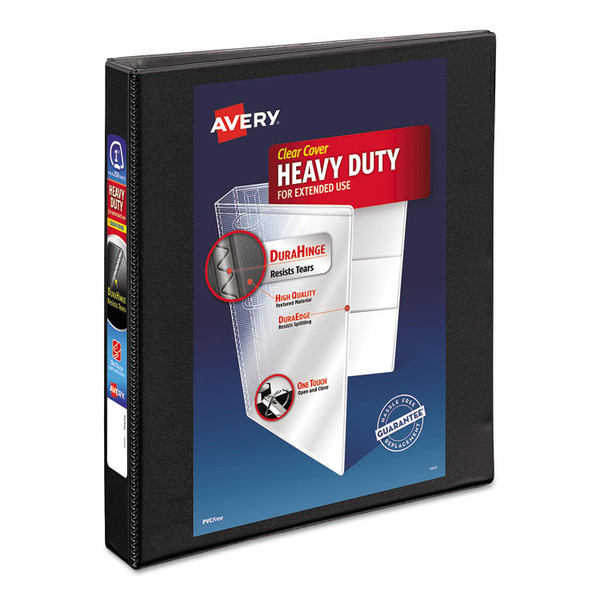Heavy-Duty Non Stick View Binder with DuraHinge and Slant Rings, 3 Rings, 1" Capacity, 11 x 8.5, Black, (5300) [SKU: AVE05300]