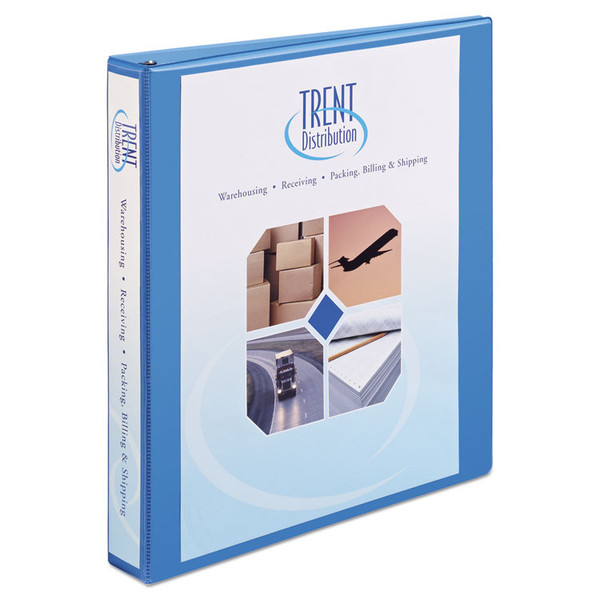 Heavy-Duty Non Stick View Binder with DuraHinge and Slant Rings, 3 Rings, 1" Capacity, 11 x 8.5, Light Blue, (5301) [SKU: AVE05301]