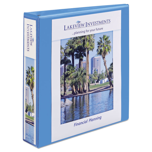 Heavy-Duty Non Stick View Binder with DuraHinge and Slant Rings, 3 Rings, 1.5" Capacity, 11 x 8.5, Light Blue, (5401) [SKU: AVE05401]