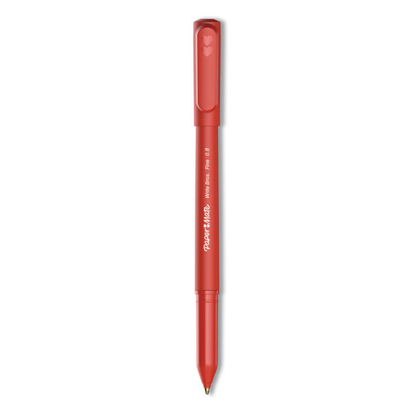 Write Bros. Ballpoint Pen, Stick, Fine 0.8 mm, Red Ink, Red Barrel, Dozen [SKU: PAP2124517]