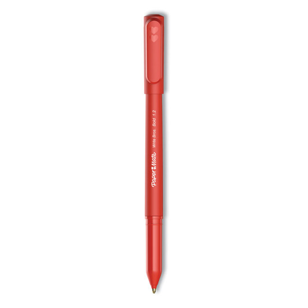 Write Bros. Ballpoint Pen, Stick, Bold 1.2 mm, Red Ink, Red Barrel, Dozen [SKU: PAP2124521]