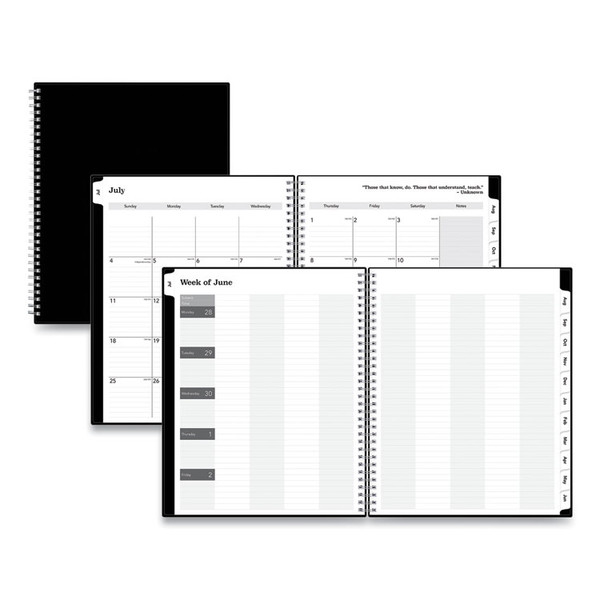 Solid Black Teacher's Weekly/Monthly Lesson Planner, Two-Page Spread (Nine Classes), 11 x 8.5, Black Cover, 2022 to 2023 [SKU: BLS134433]