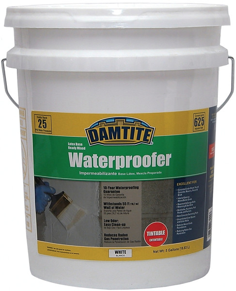 DAMTITE 03555 Latex Waterproofer, White, Liquid, 5 gal Pail [SKU: ORG6042238]