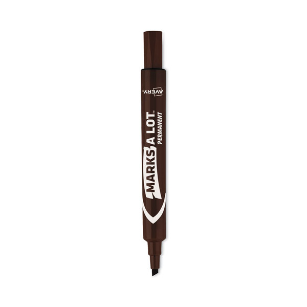 MARKS A LOT Large Desk-Style Permanent Marker, Broad Chisel Tip, Brown, Dozen (8881) [SKU: AVE08881]