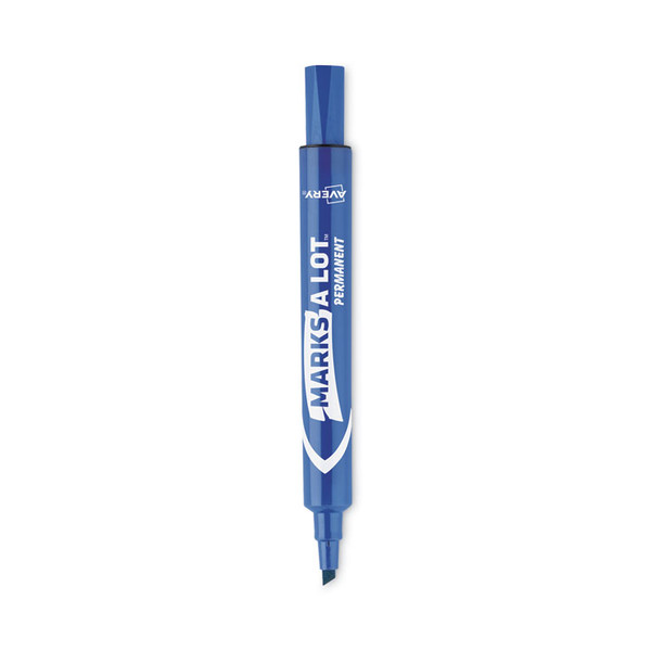 MARKS A LOT Large Desk-Style Permanent Marker, Broad Chisel Tip, Blue, Dozen (8886) [SKU: AVE08886]