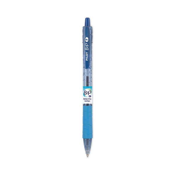 B2P Bottle-2-Pen Recycled Ballpoint Pen, Retractable, Fine 0.7 mm, Blue Ink, Translucent Blue Barrel, Dozen [SKU: PIL32601]