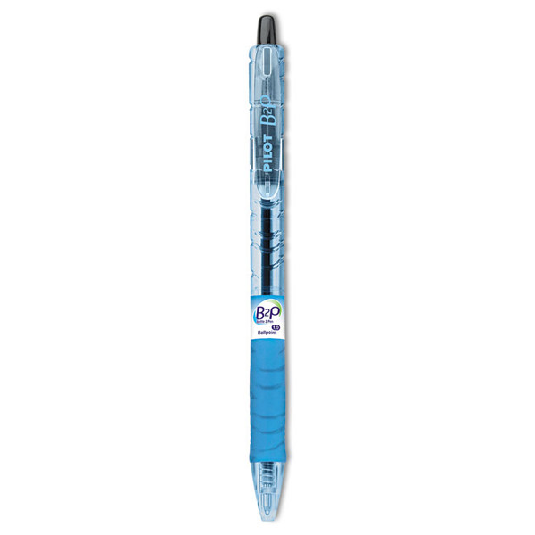 B2P Bottle-2-Pen Recycled Ballpoint Pen, Retractable, Medium 1 mm, Black Ink, Translucent Blue Barrel, Dozen [SKU: PIL32800]