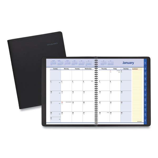 QuickNotes Monthly Planner, 11 x 8.25, Black Cover, 12-Month (Jan to Dec): 2024 [SKU: AAG760605]