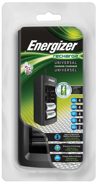 Energizer Recharge CHFC Universal Charger, 1.1 A Charge, 12 VDC Output, AA, AAA, C, D Battery, 4 -Battery [SKU: ORG7342496]
