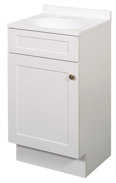 Zenna Home SBC18WW 1-Door Shaker Vanity with Top, Wood, White, Cultured Marble Sink, White Sink [SKU: ORG7441611]