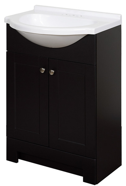 Zenna Home SEC24CH 2-Door Euro Shaker Vanity with Top, Wood, Espresso, Cultured Marble Sink, White Sink [SKU: ORG7441785]