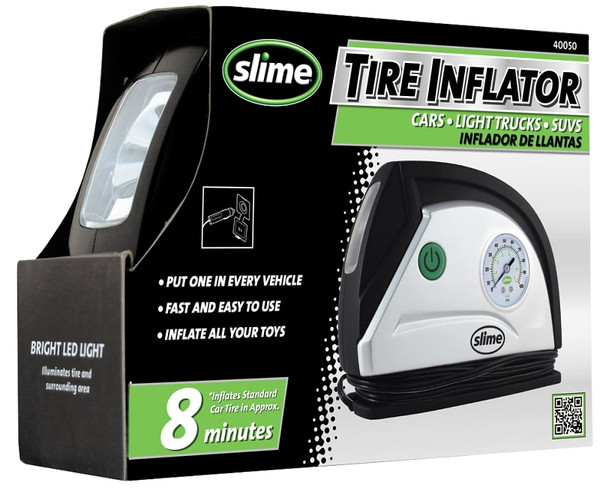 Slime 40032 Tire Inflator, 12 V, 0 to 100 psi Pressure, Dial Gauge [SKU: ORG7187313]